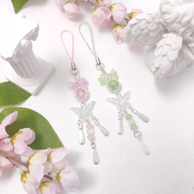 cioatu Y2K Cute Phone Charms Set - Aesthetic Cherry,Flower, Butterfly & Star Cell Phone Straps, Kawaii PhoneAccessories for Bag Keychain, AirPods, Camera Decor - Image 2